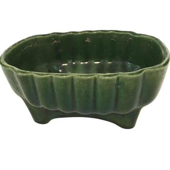 VTG UPCO Ungemach Pottery Co 370 USA Green 6" Ceramic Planter Original Label MCM - Picture 1 of 9